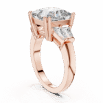 Princess-Cut Lab-Grown Diamond Three-Stone Ring with Tapered Baguette Side Stones - Image 8