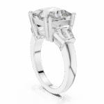 Princess-Cut Lab-Grown Diamond Three-Stone Ring with Tapered Baguette Side Stones - Image 7