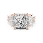 Princess-Cut Lab-Grown Diamond Three-Stone Ring with Tapered Baguette Side Stones - Image 2