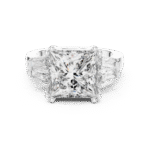 Princess-Cut Lab-Grown Diamond Three-Stone Ring with Tapered Baguette Side Stones - Image 3