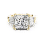 Princess-Cut Lab-Grown Diamond Three-Stone Ring with Tapered Baguette Side Stones
