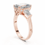 Emerald-Cut Lab-Grown Diamond Three-Stone Ring with Tapered Baguette Accents - Image 9