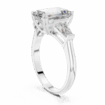 Emerald-Cut Lab-Grown Diamond Three-Stone Ring with Tapered Baguette Accents - Image 7
