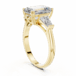 Emerald-Cut Lab-Grown Diamond Three-Stone Ring with Tapered Baguette Accents - Image 8