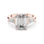 Emerald-Cut Lab-Grown Diamond Three-Stone Ring with Tapered Baguette Accents - Image 2