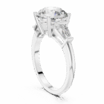 ROUND BRILLIANT CUT LAB GROWN DIAMOND THREE-STONE RING WITH TRILLION SIDE ACCENTS - Image 7