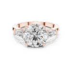 ROUND BRILLIANT CUT LAB GROWN DIAMOND THREE-STONE RING WITH TRILLION SIDE ACCENTS - Image 2