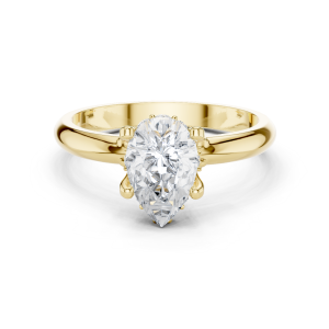 Pear Cut Lab Grown Diamond Solitaire Engagement Ring in Yellow Gold