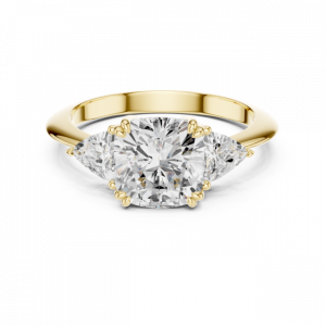 Cushion Cut Three Stone Lab Grown Diamond Ring