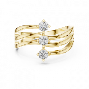 Modern Three Row Lab Grown Diamond Ring